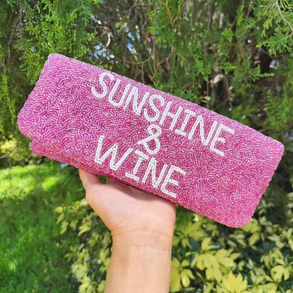 NWT Tiana NY Grace Geier Fully Beaded Sunshine & Wine Clutch Wallet Purse